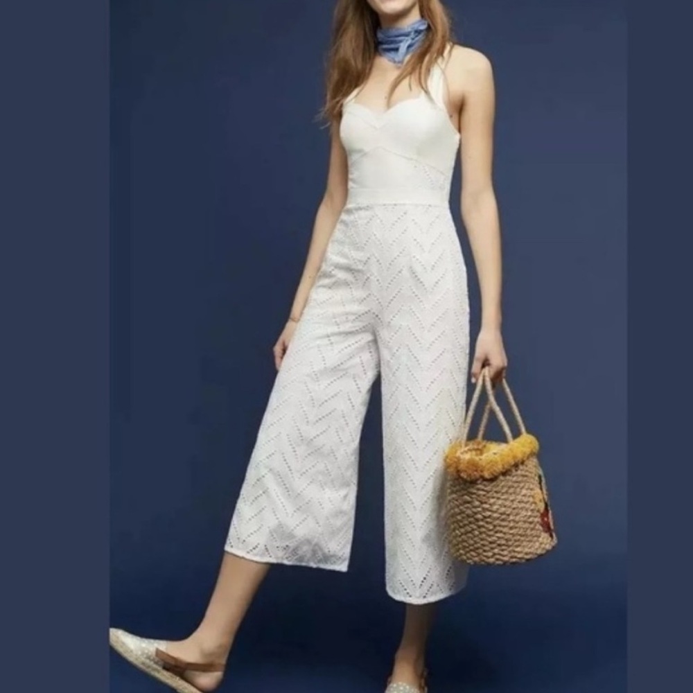 Anthropologie Ett Twa ivory eyelet lace Jumpsuit